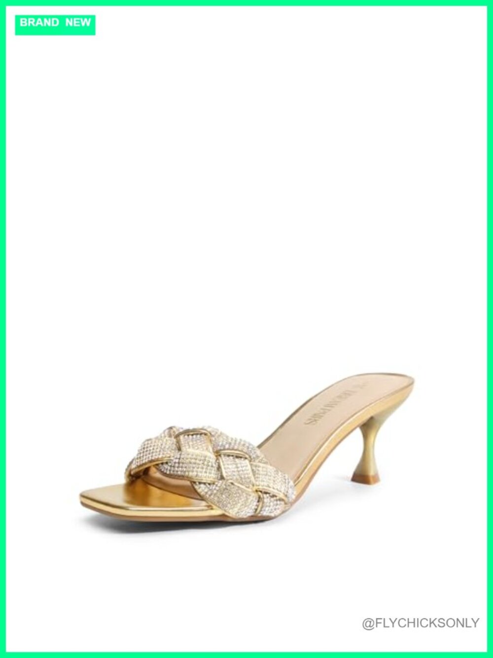 Rhinestone Open Toe Kitten Heels Slip On Mule Dress Sandals